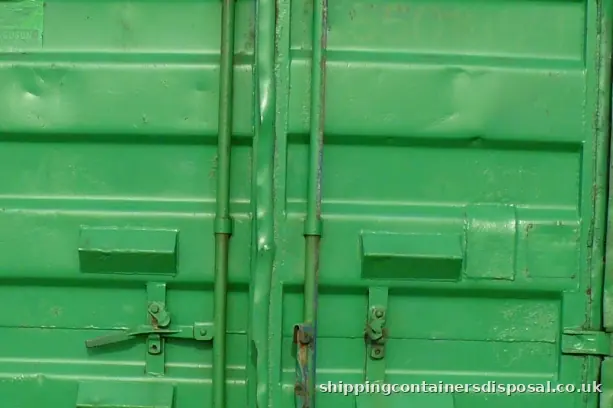 The doors of an old steel storage container The doors of an old steel storage container