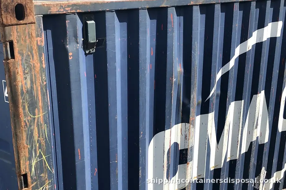 A used blue 20ft shipping container A used blue 20ft shipping container