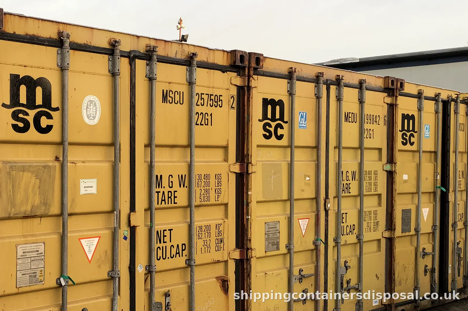 Part of used yellow 20ft shipping containers Part of used yellow 20ft shipping containers
